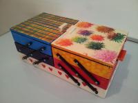 קופסת תפירה מחודשת מעץ